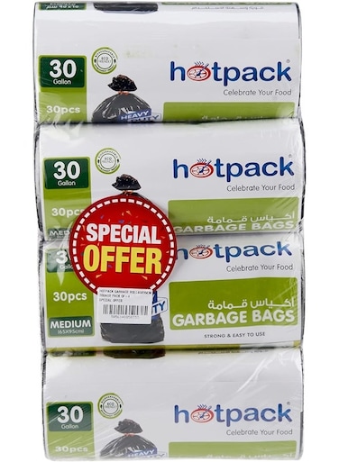 Garbage Roll, 30 Gallon 65x95cm, 30 Bags Pack of 4