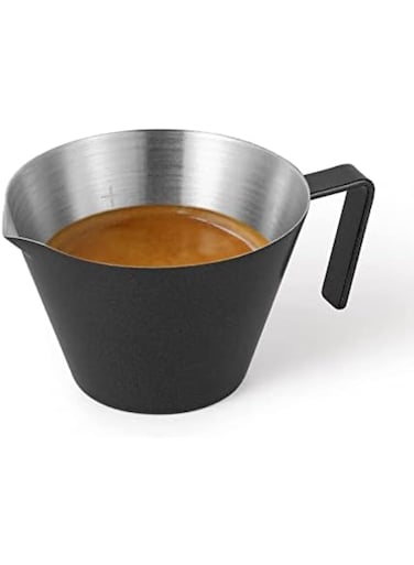 Espresso Measuring Cup, 2oz Stainless Steel Espresso Shot Cup with Handle Pouring Cup for Barista Coffee Carafe Milk, Espresso Accessories, Matte Black
