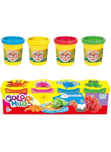 Play Dough Alternative for Kids, Color Mud Mini 4 Pack Modeling Compound &ndash; Non-Toxic, Arts &amp; Crafts Toys for Ages 3+, 4-Ounce Cans in Vibrant Colors like Play doh.