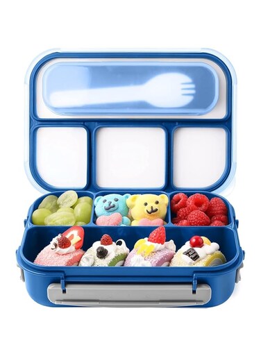 MIXDE Bento Box Adult Lunch Box,Lunch Box Kids,Lunch Containers for Adults/Kids/Toddler,1300ML-4 Compartment Bento Lunch Box,Microwave &amp; Dishwasher &amp; Freezer Safe, BPA Free (Blue)