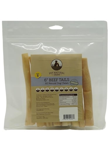 Pet Natural Farm 6" Beef Tails Dog Treats - Premium Quality - Ideal for Small Breeds - Long Lasting Dog Chews (Pack of 9) (Standard)