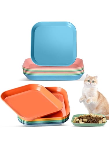 HMDZMR 16Pcs Shallow Cat Dish Whisker Fatigue Free Cat Food Bowls Wide and Small Pet Plate for Kitten and Kitty (8 Colours)