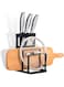 Plate Stand and Kitchen Knife Holder, Knife Rack Block Organizer for kitchen Tools, Countertop 3 in 1 knife/ cutting chopping board/Pot Lid Metal Holder