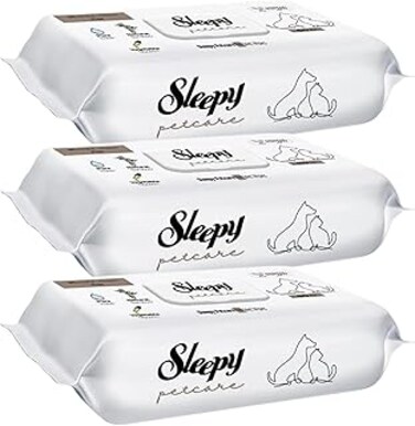 Sleepy Pet Wipes Value Pack &ndash; 3 Packs of 60 Wipes (Total 180 Wipes) &ndash; Natural Bamboo, 99.5% Pure Water, Hypoallergenic, Alcohol-Free, Vegan &ndash; Gentle Cleaning for Pets