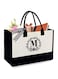 BeeGreen Monogram Initial Canvas Bag with Inner Zipper Pocket Embroidery Personalized Tote for Mom Teacher Friend