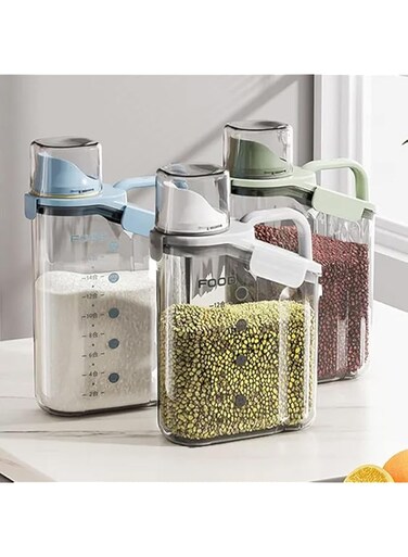 Zuelnote 3Pcs Cereal Containers Set   Premium Quality 2.8L / 2.8KG Capacity Airtight Food Storage Container   BPA Free Plastic Rice Storage Bin/Dispenser + Measuring Cup &amp; Pour Spout