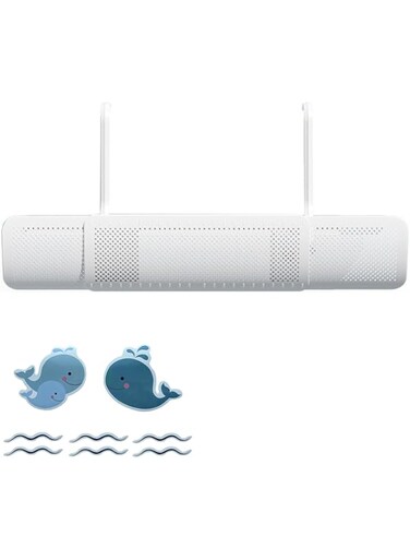 Moninsta Central AC Air Flow Deflector, Wall-Mounted Air Conditioning Adjustable Wind Guide, Preventing Cold Air from Blowing Directly, Easy Installation with Whale Sticker (52-90cm)