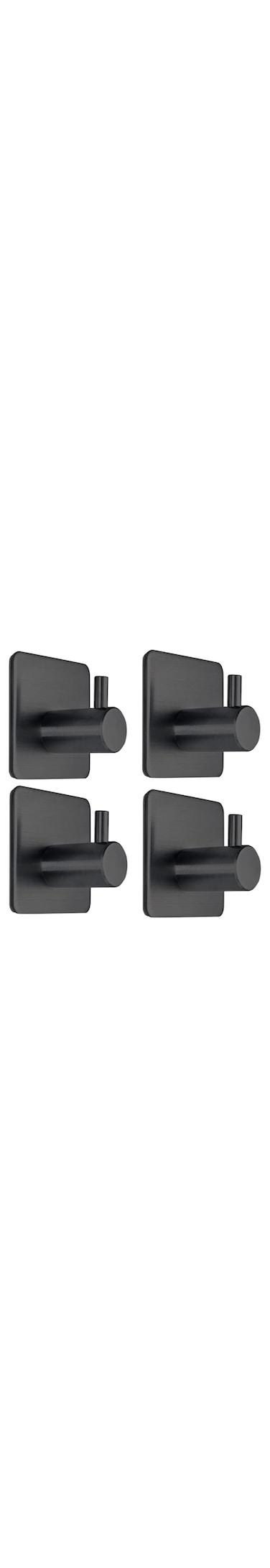 Fotosnow Black Adhesive Towel Hooks Heavy Duty Stick on Wall Hooks Shower Hooks for Bathroom Kitchen Door-4 Packs