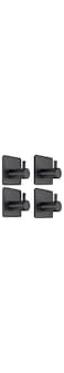 Fotosnow Black Adhesive Towel Hooks Heavy Duty Stick on Wall Hooks Shower Hooks for Bathroom Kitchen Door-4 Packs
