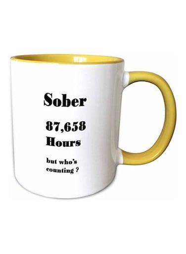 Sober Printed Ceramic Mug Yellow/White/Black