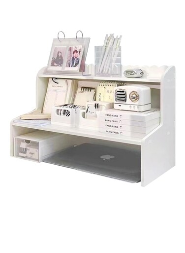 Multi-Functional Desktop Shelf with Strong Load-Bearing Capacity, Double-Layer Storage, and Spacious Design for Bedroom, Office, Dormitory &acirc;&euro;&ldquo; Organize Cosmetics, Books, Stationery