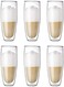 6 Pieces Double Wall Glasses Coffee Cup,Large 350Ml