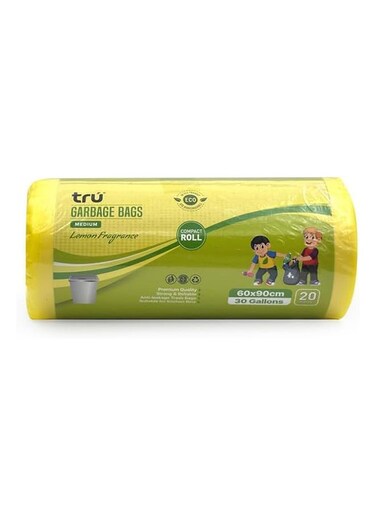 tru Lemon Scented Garbage Bags Roll 60x90cm 30Gallon 20pc