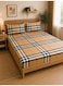 3-Piece Fitted Bedsheet Set, Tartan Plaid / Check Pattern, 100% Cotton, 125 GSM, 1 Fitted Sheet + 2 Pillowcases &acirc;&euro;&ldquo; Available in King, Queen and Single Sizes
