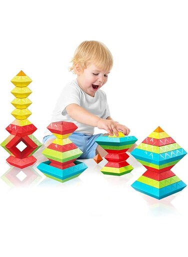 Masroo Montessori Toys for 1 2 3 4 5 Year Old Boys Girls Toddlers Preschool Learning Activities 30Pcs Building Blocks Stacking Educational Toys STEM Sensory Toys Gifts for Kids Age 1-2 2-4