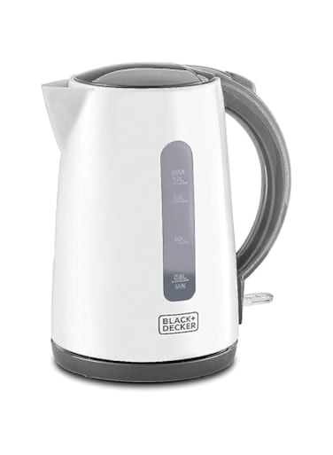 BLACK+DECKER Cordless Electric Kettle, 2200W, 1.7L Capacity, Quick Boiling, Lightweight Design, 360&deg; Swivel Base, Auto Shut-Off, Boil-Dry Protection, Concealed Heating Plate, White - JC70-B5