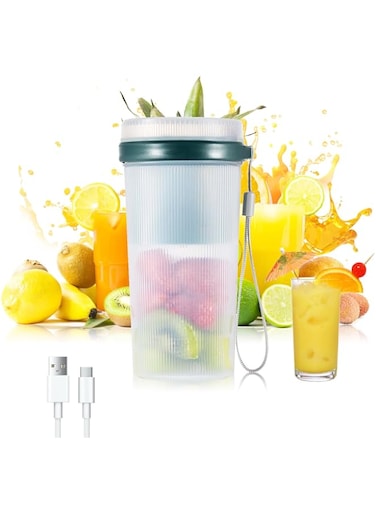 VAODO Mini Personal Blender, Portable Blender, USB Rechargeable, 6 Juice Blending Blades Mixer, for Kitchen, Home, Travel, Office, Sports, Gym, 300ml, Green