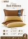Pack of 2 Down Alternative Bed Pillows, 1250g Fill, Cotton Blend Cover, Hotel Quality, 50x75cm, Brown-Gold