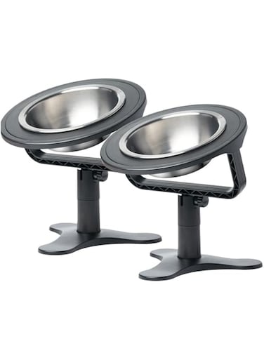 Xspring Raised Cat Food Bowl, 2PCS Cat Bowls with Raised Base, Cat Food Bowl with Adjustable, Elevated Bowl with Tilted, ABS Material Cat Food Bowl for Indoor Boys Girls Cats