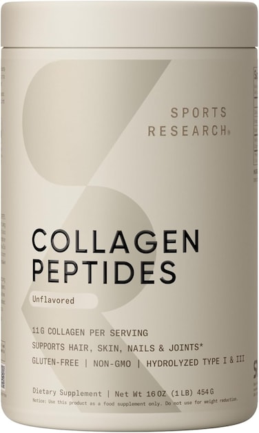 Sports Research Grass-Fed, Certified Paleo Friendly, Non-GMO And Gluten-Free Unflavored Collagen Peptides Powder (16 Oz) Pack May Vary