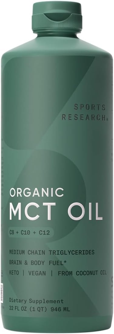 Sports Research Premium MCT Oil From Organic Coconuts - Unflavored 32 Fl Oz