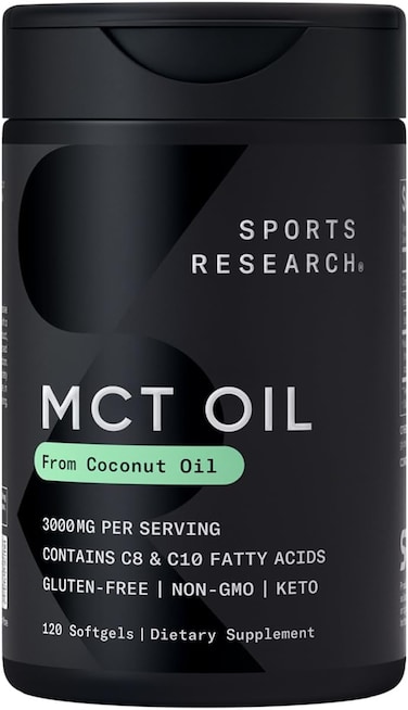 Sports Research Keto MCT Oil Capsules Derived From Coconut Oil, Keto Fuel For The Brain &amp; Body, Derived From Non-GMO Coconuts (120 Softgels)