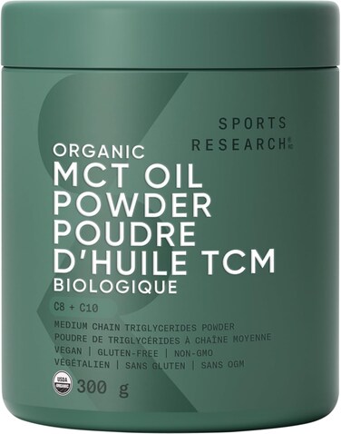 مسحوق زيت MCT من سبورتس ريسيرش مع ألياف بريبيوتيك، بدون نكهة، 10.6 أونصة (300 غرام)
