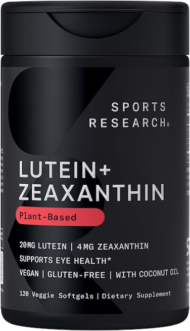 Sports Research Lutein And Zeaxanthin Capsules - Eye Health Support Supplement Made With Lute-Gen And Organic Coconut Oil - Vegan Friendly &amp; Non-GMO Verified - 120 Veggie Softgels
