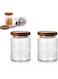 TERRIFI Glass Storage Jars Vintage, 24 oz Glass Food Storage Containers with Airtight Wooden Lid, Kitchen Glass Canister for Cookie Candy Coffee Oats Spice Flour Nuts 2 Pack