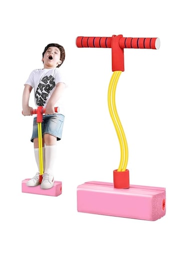 AMERTEER Foam Pogo Jumper for Kids   Original Jumper toys for Kids   Fun Toddler Pogo Stick with Squeaky Sounds   Durable Training Pogo Sticks   Bouncy Toy for Boys and Girls   250 lb Capacity (Pink)