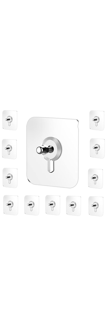 JIALTO Adhesive Hooks Heavy Duty Wall Hooks, Nail Hook for Hanging Coat, Hat,Towel Robe Hook Rack Wall Mount- Bathroom and Bedroom Hooks for Wall Without Drilling (Nail Hook Trasparent 10 Pack)