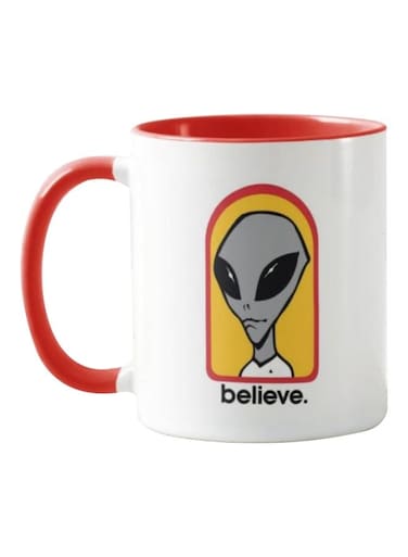 Piece Alien Believe Printed Ceramic Mug Red/White/Yellow