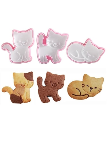 Cat Shape Cookie Cutters Set - Fun Plastic Animal Biscuit Cutters for Baking &amp; Cake Decorating, Perfect for Kids &amp; Parties