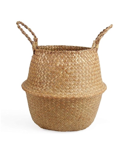 BlueMake Woven Seagrass Belly Basket for Storage Plant Pot Basket and Laundry, Picnic and Grocery Basket (Small, Original)
