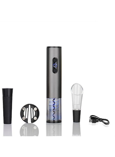 CHIC Wine Corkscrew Electric Wine Opener Wine Bottle Opener with Foil Cutter 2 Vacuum Stoppers Aerator Pourer, Automatic Wine Opener 4-in-1 Gift Set for Wine Lover Men Father Kitchen Party Home
