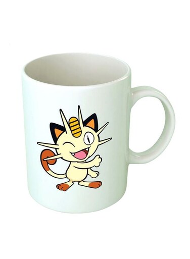 Print Pok&Atilde;&copy;mon Cartoon Printed Ceramic Mug White/Beige/Yellow Standard Size