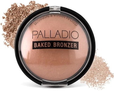Palladio Baked Bronzer (Atlantic Tan) - Highly Pigmented, Shimmery Bronzed Glow, Easy To Blend, Use Dry Or Wet, Long-Lasting Powder Compact, Rich Tanning Color, Vegan &amp; Cruelty-Free