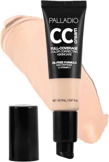 Palladio Full-Coverage Colour Correction CC Cream (Fair 11N) Oil-Free With Peptides &amp; Vitamin C, Ideal For Correcting Redness &amp; Uneven Skin Tone, Buildable Foundation Coverage