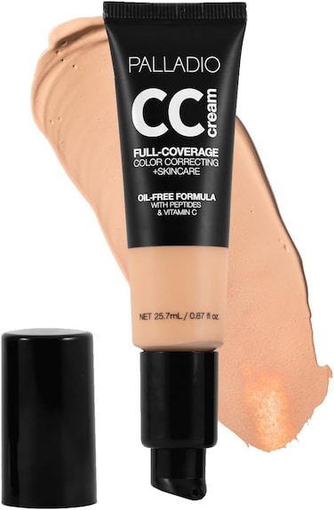 Palladio Full-Coverage Colour Correction CC Cream (Light 22N) Oil-Free With Peptides &amp; Vitamin C, Ideal For Correcting Redness &amp; Uneven Skin Tone, Buildable Foundation Coverage
