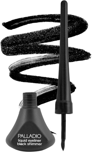 Palladio Liquid Eyeliner, Easy Application With Long-Lasting Results, Smudge Proof &amp; Waterproof, Perfect Finish For Picture Perfect Eyes, Black Shimmer, 3.8ml