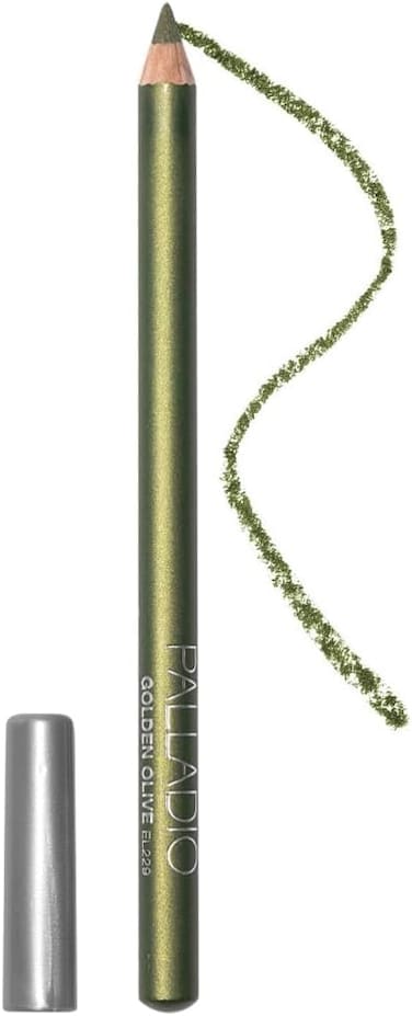 Palladio Wooden Eyeliner Pencil (Golden Olive) - Smooth Glide Thin Pencil For Precise Eye Lining &amp; Contouring, Long-Lasting Rich Pigment, Firm Yet Comfortable Formula