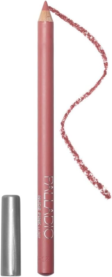 Palladio Lip Liner Pencil (Nude Pink) - Wooden Lip Liner With Firm Yet Smooth Tip, Easy Lip Contouring &amp; Definition, Rich Color, Comfortable &amp; Hydrating, Vegan &amp; Cruelty-Free