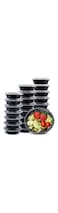 [5 Pack] Compartment Round Black Base with Lids Food Storage Container(32 oz) R0 32   Disposable Food Container   Meal Preparation Containers   Lunch Boxes Microwave   Freezer Safe (1 - Compartment)