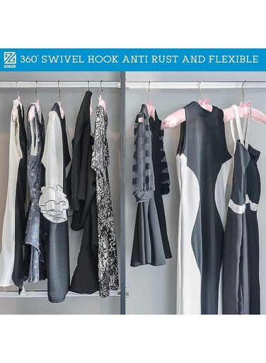 Non-Slip Satin Padded Clothes Hangers With Silver Hook