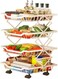Kitchen 4-tier Fruit and Vegetable Storage Basket Rack is Foldable and Removable With Lockable Wheels
