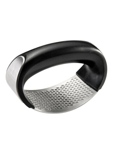 Stainless Steel Garlic Grater with Handle Silver/Black