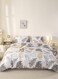 Home Queen size 6 pieces duvet cover set with grey leaf pattern.