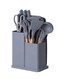 19-Piece Grey Silicone Kitchen Utensil Set with Knives, Cutting Board, and Gadgets