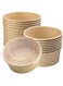 Giwrmu 37 oz 25 Pcs Paper Salad Bowls with Clear Lids, 1100 ML Disposable Food Containers, Round Shape Kraft Paper Food Cups for Salad, Ice Cream, Yogurt