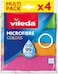 Vileda Microfibre Cloth, Absorbent, Hygienic, Versatile, Durable, Washable 30x30 Cm, 4 Pcs , Multi color , &lrm;150538